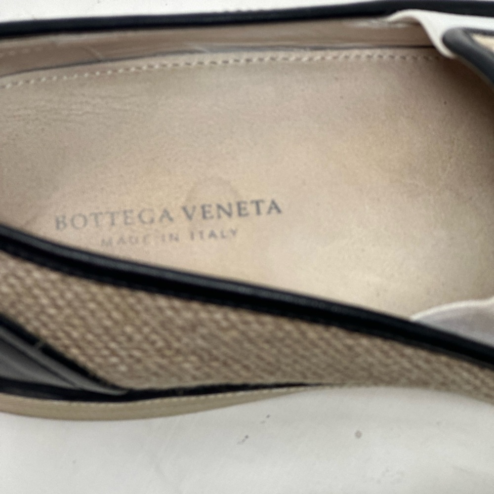Bottega Veneta Beige/Black Jute and Leather Slip On Sneakers Size 37.5 - Picture 8 of 10